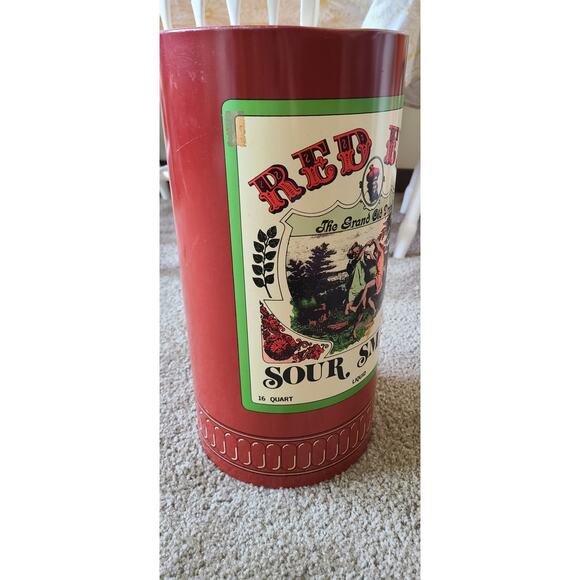 Vintage Cheinco Red Eye Sour Smash Tin Trash Can orange  Retro bar decor - Picture 5 of 7